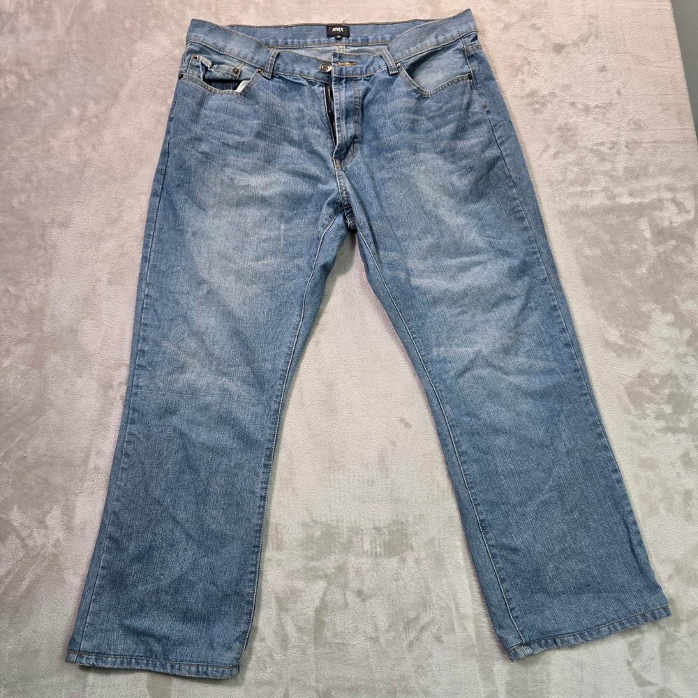Max Mens Straight Leg Jeans Blue Medium Wash Denim Size 38 x 29